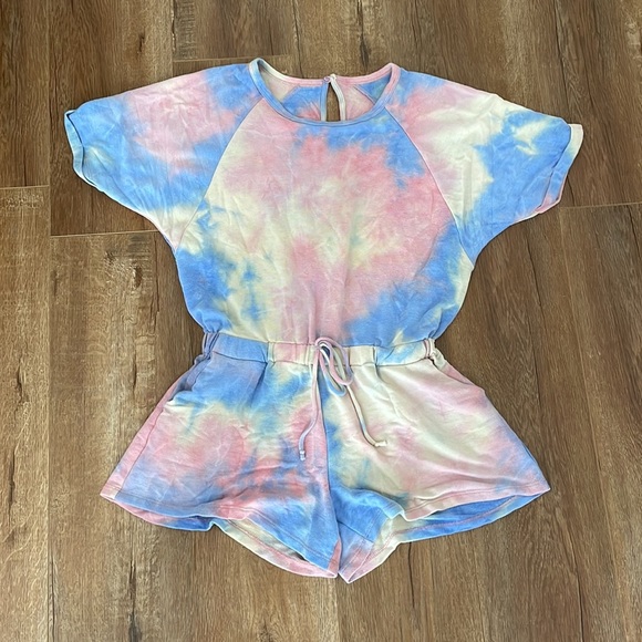 Pink Lily - Tie Dye Romper "Think a Happy Thought" - Picture 10 of 10